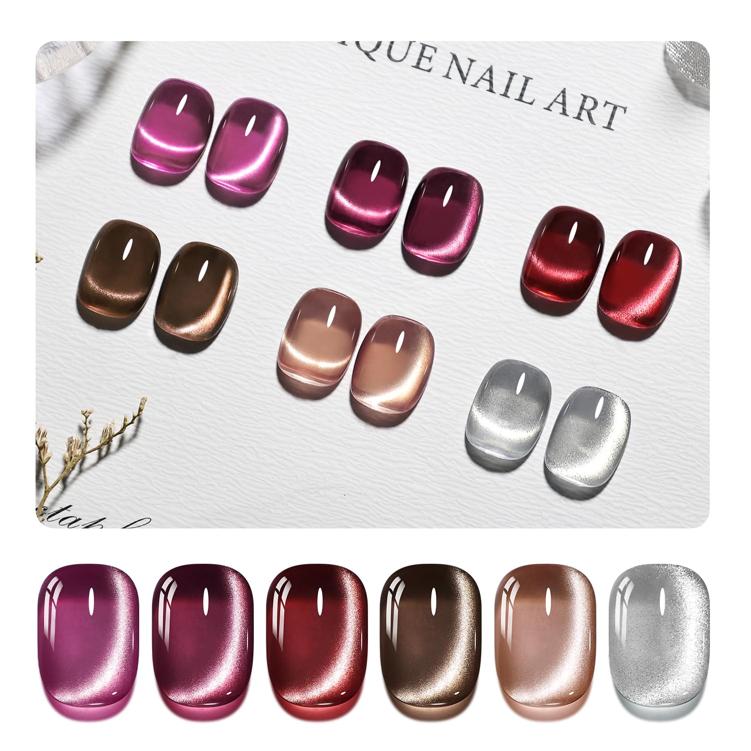 Amazon.com: JODSONE Cat Eye Gel Nail Polish Set 10ML Purple Red