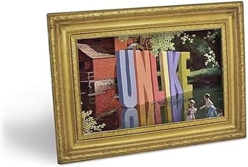 Fred Daily Shitshow de Wayne White - Arte de escritorio audaz con 15 tarjetas de arte intercambiables en un marco dorado, expresa tu estado de