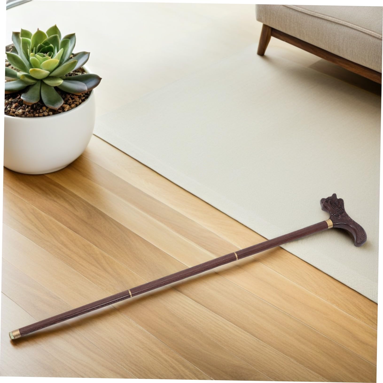 Bastón de Madera Maciza de Tres Secciones, Soporte Ligero