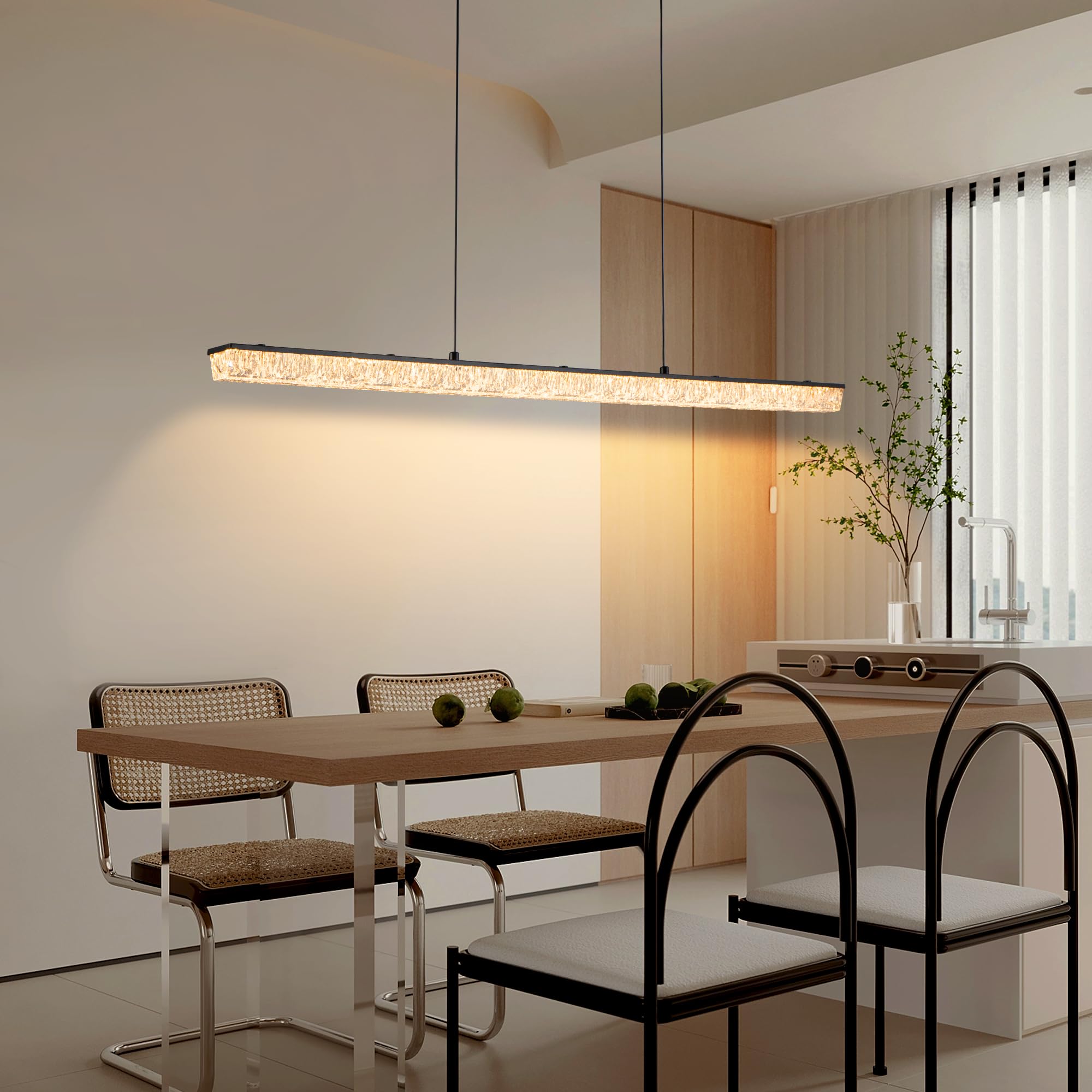 100 CM Lámpara Colgante LED Moderna Regulable 3000K-6000K 40W LED Lampara Techo Colgante Lamparas de Techo Mesa de Comedor, Con Control Remoto Brillo Ajustable Lampara Colgante Comedor | Lámpara de comedor LED colgante con mando a distancia, lámpara de sa