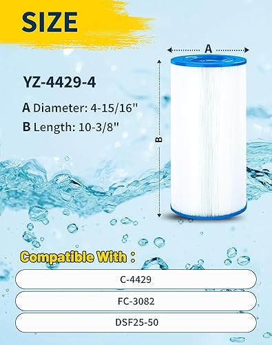 Miniatura 2 de 4429 - Cartucho de filtro de spa que reemplaza para filtro Unicel C-4429, DSF25-50, FC-3082, Nemco 30, Darlly 40302, filtro de bañera de hidromasaje