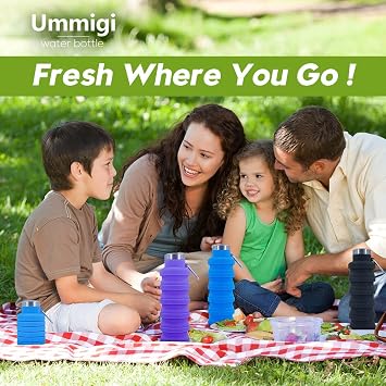 Collapsible Water Bottles 3 pack17oz (Black+Purple+Blue