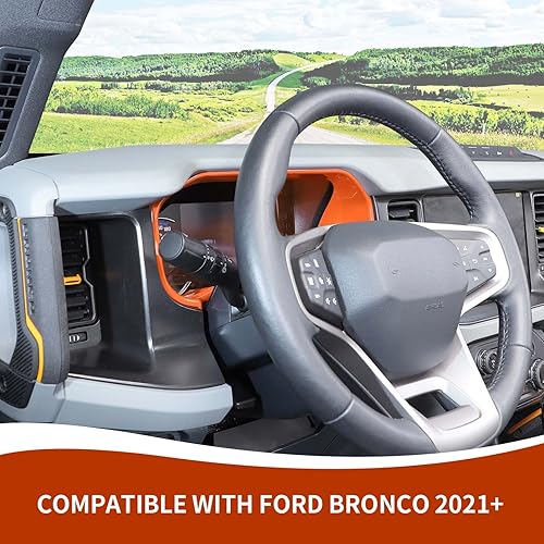Miniatura 10 de RAZPOY Cubierta para panel de tablero Bronco, cubierta de tablero de control central compatible con accesorios interiores de fibra de carbono Ford