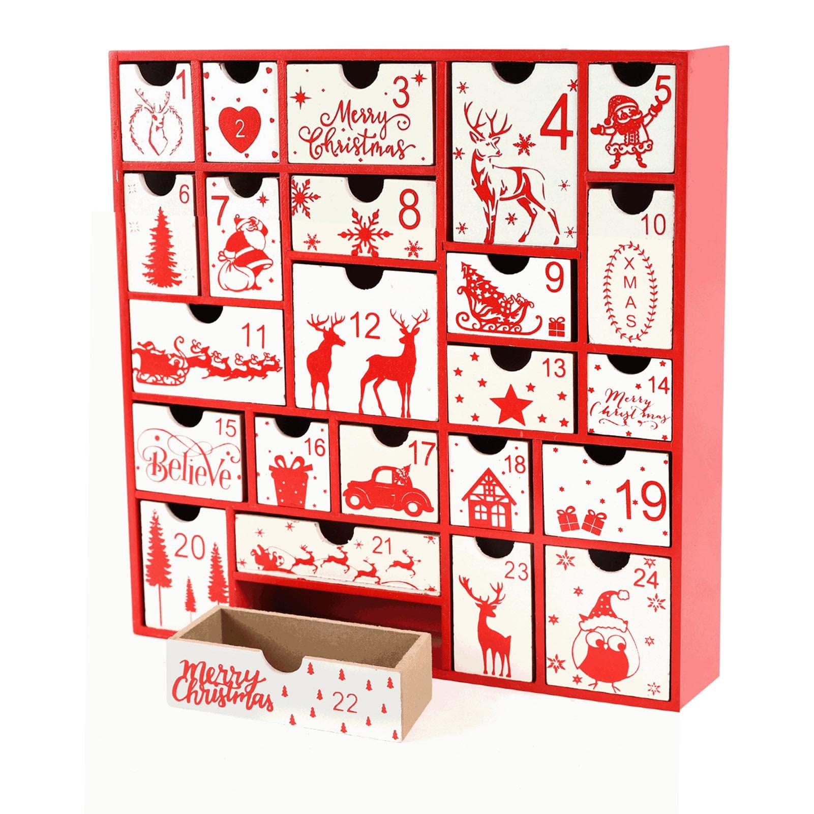 Yeeda Calendario de Adviento de Navidad, relleno de 24 cajones, calendario de Navidad, calendario de Adviento, caja de regalo de caramelos para niños, niños, niñas | de Navidad, calendario de Adviento, de regalo de caramelos para niños, niños, niñas