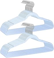 Vista 14 de Perchas de Ropa Rosas de 16", Paquete de 40 Perchas de Plástico con Recubrimiento Transparente para Armario de Adultos, Bling Ganchos de Ropa