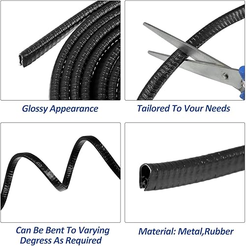 Miniatura 6 de Protectores de borde de puerta de automóvil de 33 pies, protector de borde de puerta de ajuste universal negro, moldura de goma en forma de U para