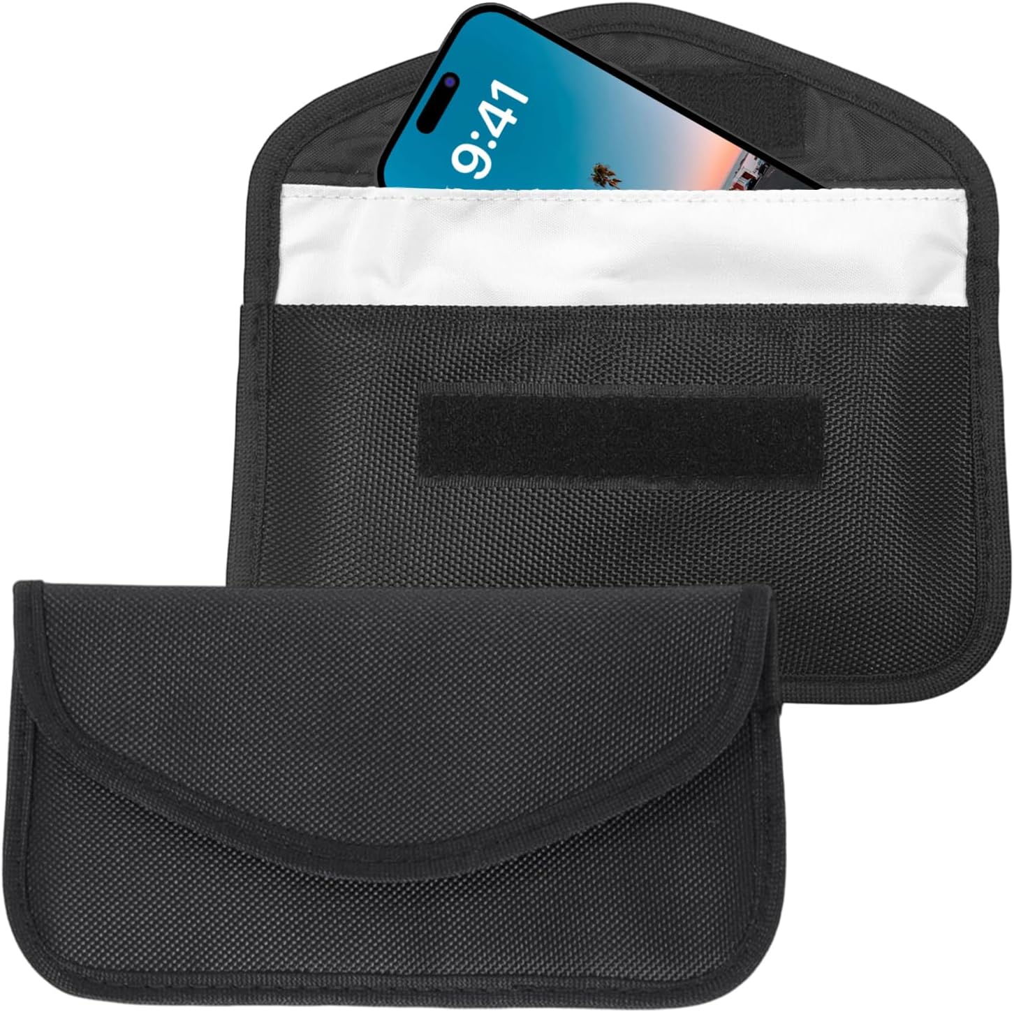 2 PCS Faraday Pouch for Car Keys & Phone, Anti-Tracking Signal Blocking Bag Key Pouch, Anti-Theft Car Protection Signal Shield Wallet (Black)