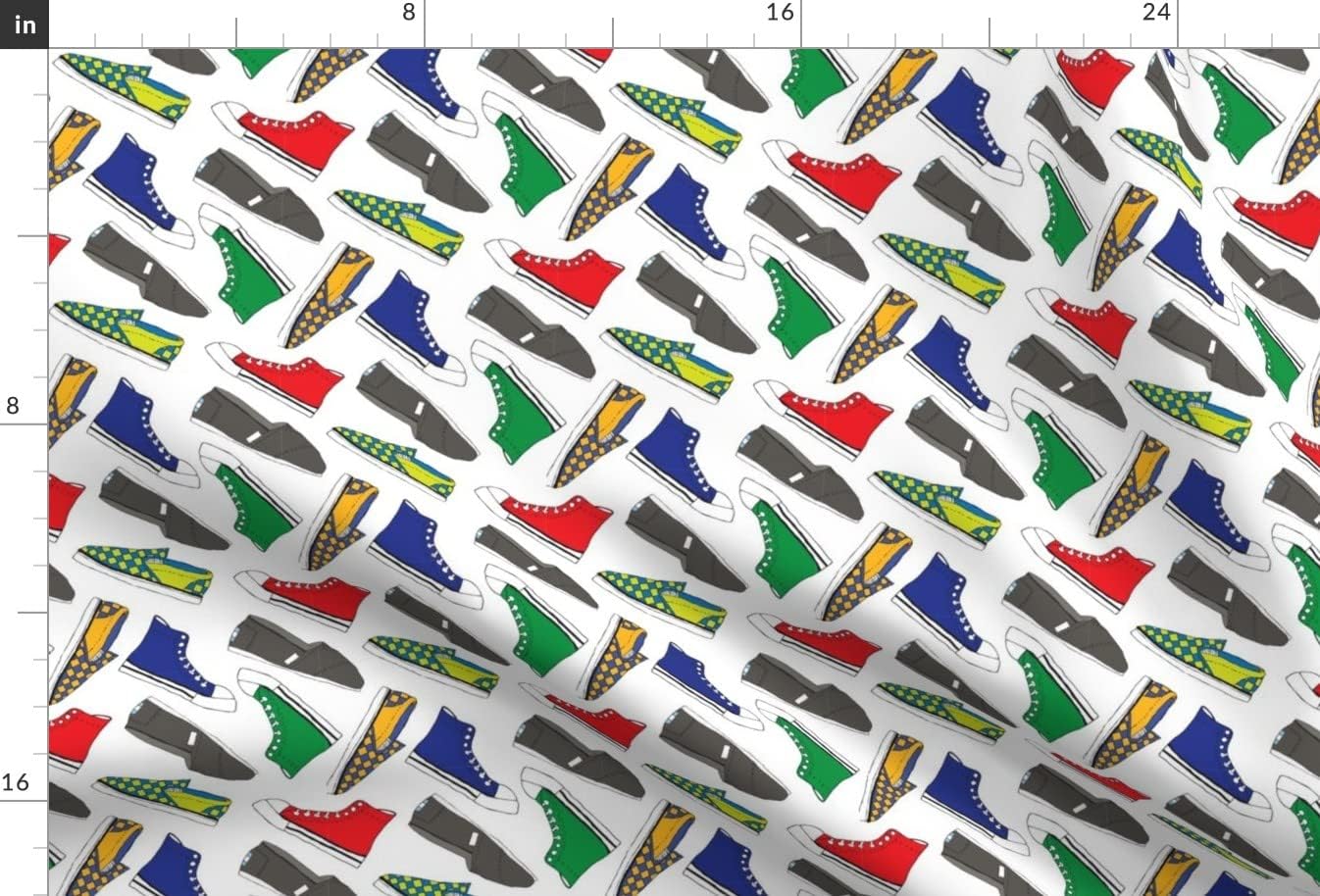 Spoonflower Fabric - Shoes Colorful Tennis Shoe Feet Fashion Sneakers Printed on Chiffon Fabric by The Yard - Sewing Fashion Apparel Dresses Home Decor