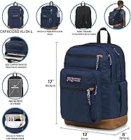 Vista 6 de JanSport Mochila Cool con funda para laptop de 15 pulgadas, mochila grande para computadora con 2 compartimentos, correas ergonómicas, Bewitched