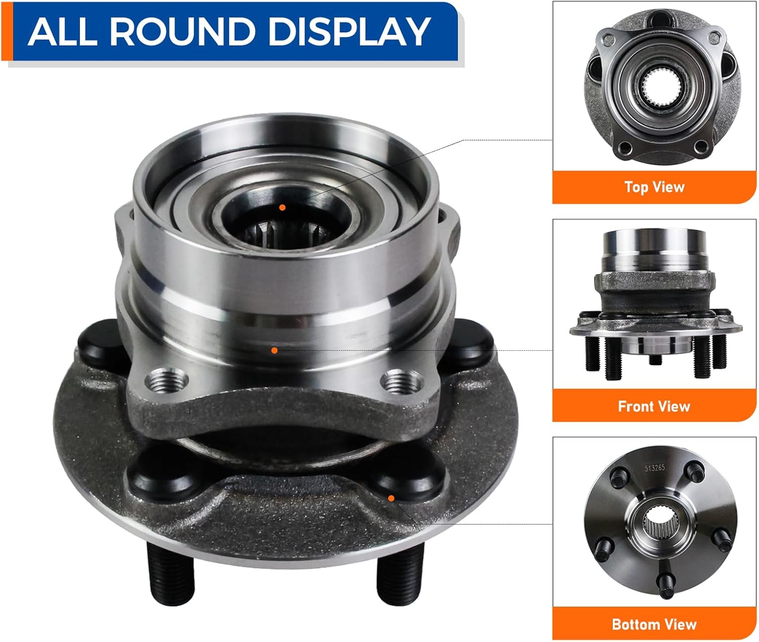 PAROD 513265 Front Wheel Braring & Hub Assembly Compatible with Toyota Prius 2004-2009