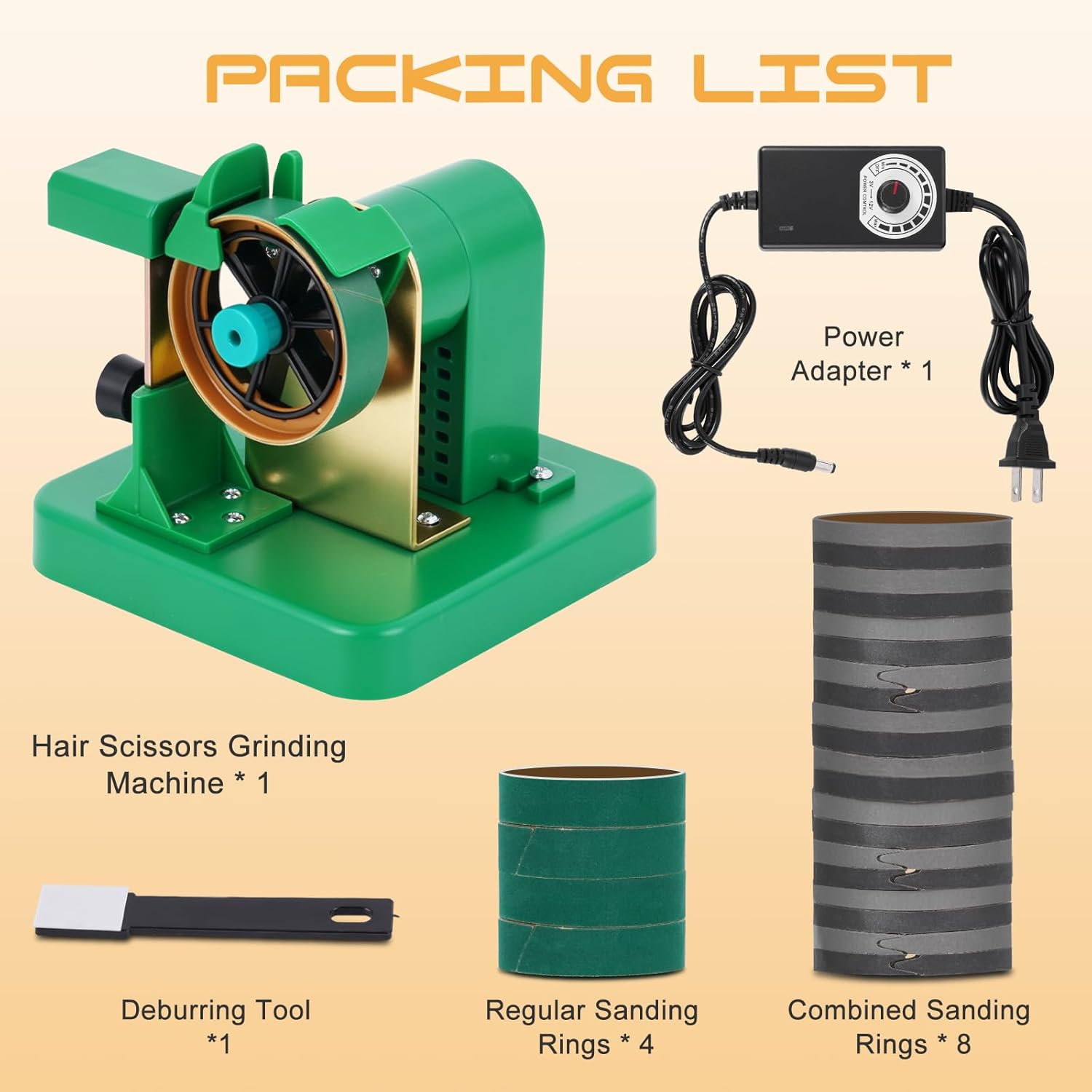 3000-9800RPM Hair Scissors Grinding Machine w / 13 Sand Rings, 36W Hair Cutting Shear Grinder Polisher for Barber Home