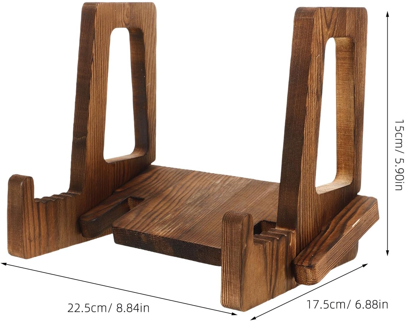 INOOMP Wooden Recipe Book Stand for Kitchen Counter, 23x20x17.5cm, Desktop Cookbook Holder and Record Display Stand for Cooking and Reading