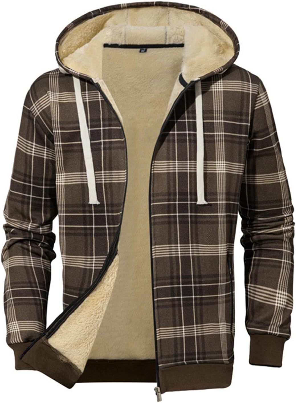 Mens Hoodies Zip Up Lightweight Jacket Fleece Lined Cardigan Plaid Big And Tall Oversized Hoodies With Pockets