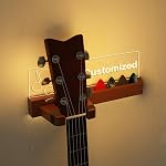 CoolGift Mart Glowing Guitar Wall Mount, Musical Notes Design, Pick Holder with Guitar Capo Storage, USB Powered, Premium Wood and Acrylic, Gift for Music Lovers