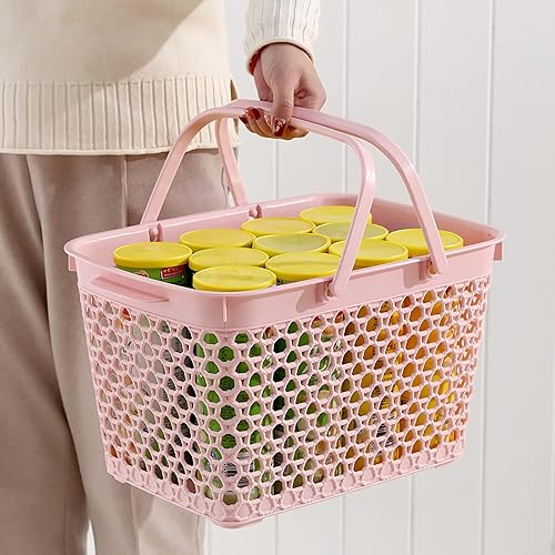 Miniatura 6 de Anyoifax Cesta portátil para ducha, cesta de almacenamiento de plástico con asa, organizador de baño, despensa, cocina, dormitorio universitario,