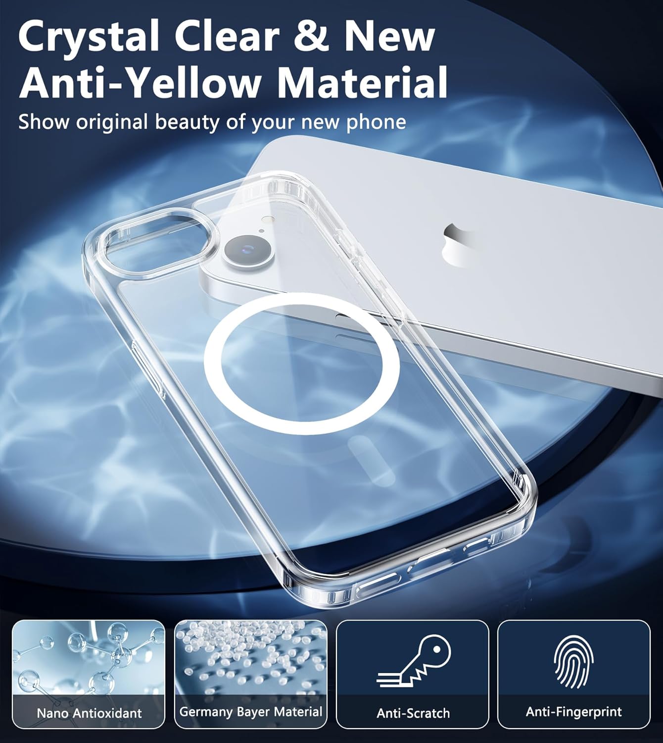 FNTCASE for iPhone 16e Case: Clear Magnetic Rugged Protection | Slim Anti Yellowing Phone Cases | Shockproof Scratch-Resistant Transparent Phone Cover(Clear) for iPhone 16e 2025 6.1 inch Clear image 7 of 7 B0DQTJYT93