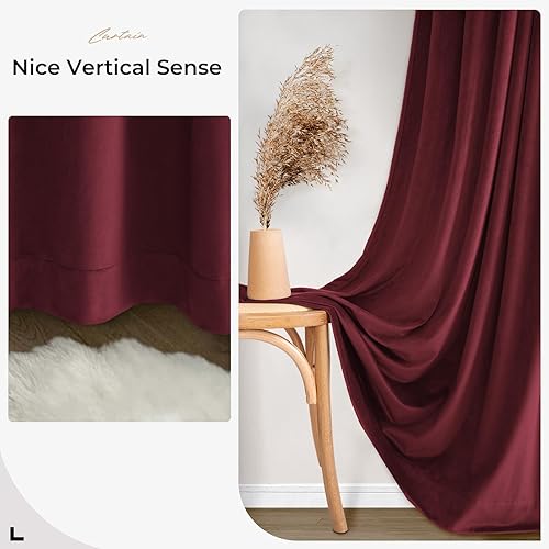 Miniatura 9 de INOVADAY Cortinas opacas de terciopelo de 96 pulgadas de largo, juego de 2 paneles para dormitorio, aislamiento térmico, pestañas traseras