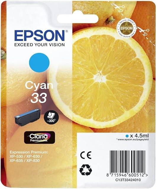 Epson C13T33424022 Standard Original Inkjet Cartridges - Cyan
