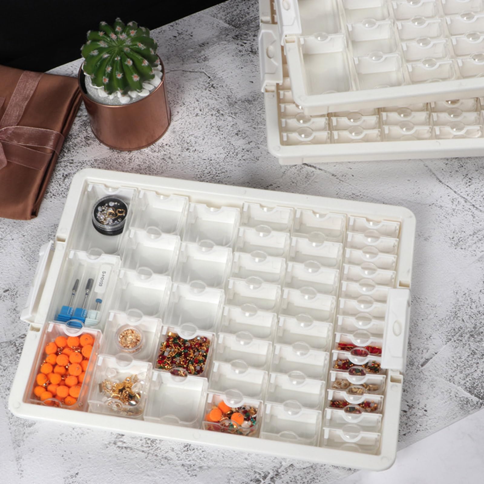 Contenitore multiuso per perline, organizer per perline, con scomparti, accessori per gioielli
