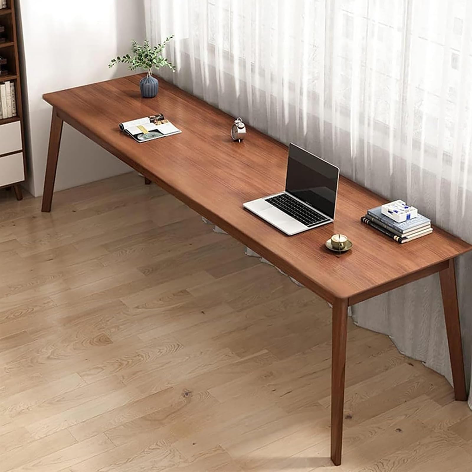 Mesa de escritorio larga de madera, escritorio de oficina extragrande para dos personas, escritorio de madera maciza, estación de trabajo doble para oficina en casa