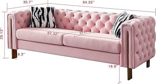 Miniatura 2 de Sofá Chesterfield de terciopelo, sofá tapizado clásico copetudo, moderno de 3 plazas, muebles largos con respaldo copetudo para sala de estar y