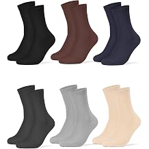 Forony Mens Dress Socks Size 8-13 6 Pack Black Combed Cotton Crew Breathable for Buisness and Casual