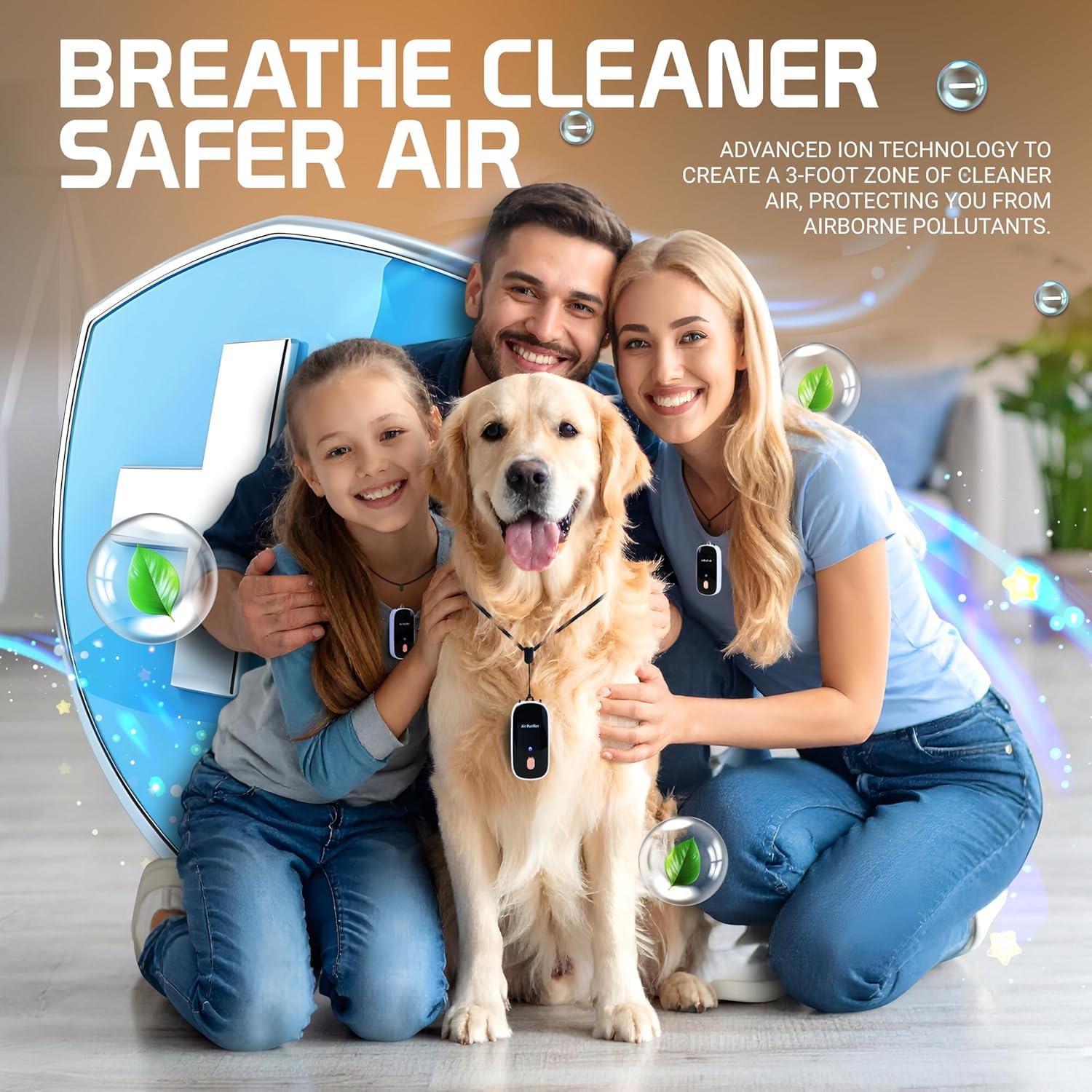 Portable & Wearable Air Purifier – Multipurpose Air Cleaner for Home | Car & Gym – 12 Million Negative Ions/cm³ | Rechargeable with 20-Hour Battery Life (Black) 2