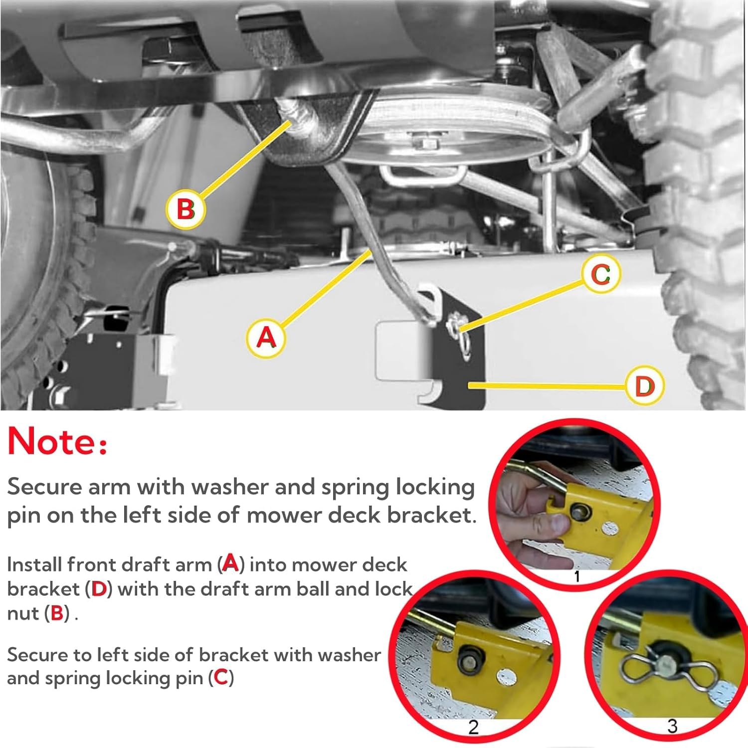 GX20497 GX20497A Kit de bras de tirage avant compatible avec John Deere 102 115 125 155C D155 LA L100 L120 L130 LA120 D140 X S E Series Tondeuse à gazon