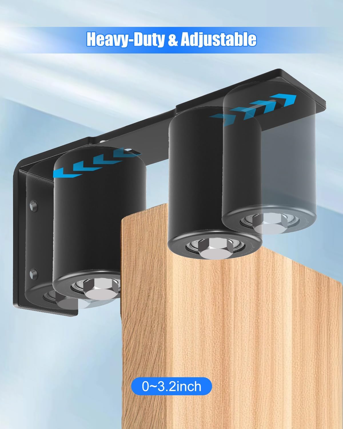 3 Inch Adjustable Sliding Gate Guide Roller Set, Heavy Duty Silent Nylon Rollers with Reinforced Steel Brackets for Roll-Up Door Barn Door Garage Door Patio Door