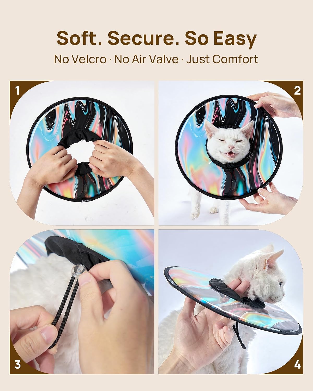 PetThem Soft Cat Cone Collar, Adjustable Cat Recovery Collar, After Surgery Protection, Waterproof & Easy to Clean, Lightweight Elizabethan Collar for Cats and Small Dogs (Stellar Wanderer, M)