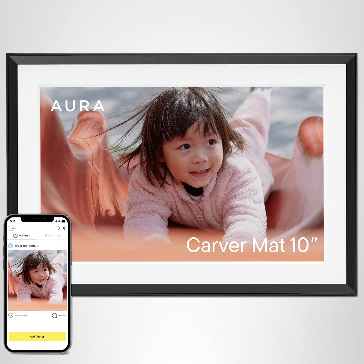 Aura Digital Picture Frame - 10.1" HD Mat Display | Wirecutter's Best Digital Frame for Gifting | Text Photos Directly to Your Frame from Anywhere | Quick & Easy Setup Over WiFi - Free App | No Fees