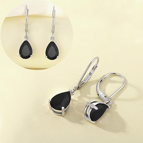 Miniatura 5 de YL Aretes colgantes de plata de ley 925, aretes de lágrima con piedra natal, regalos de joyería para mujer, Circonita cúbica