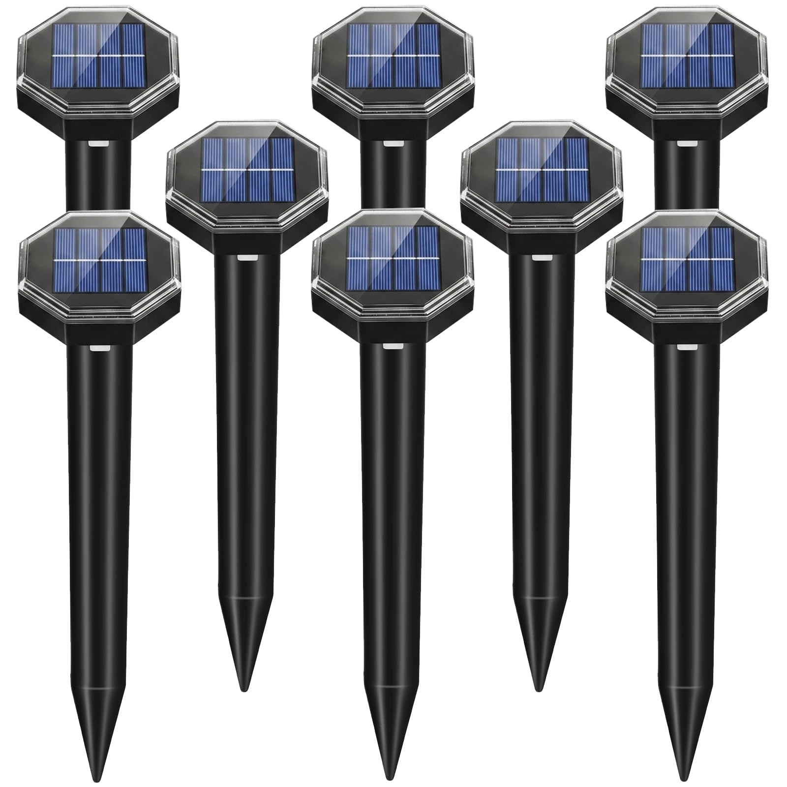 Confezione da 8 repellenti per talpe ad energia solare, repellente per arvicole, arvicole, marmotte, armadilli, impermeabili, ad ultrasuoni, per arvicole, scoiattoli, marmotte, armadilli, per prati da