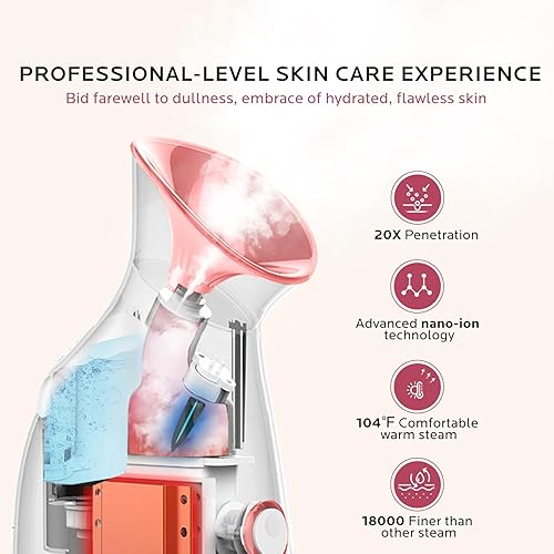 Miniatura 33 de Vaporizador facial nano-iónico, vapor caliente para sauna o SPA casero, humidificador, atomizador, para hombres y mujeres, humectante, destapa los 1