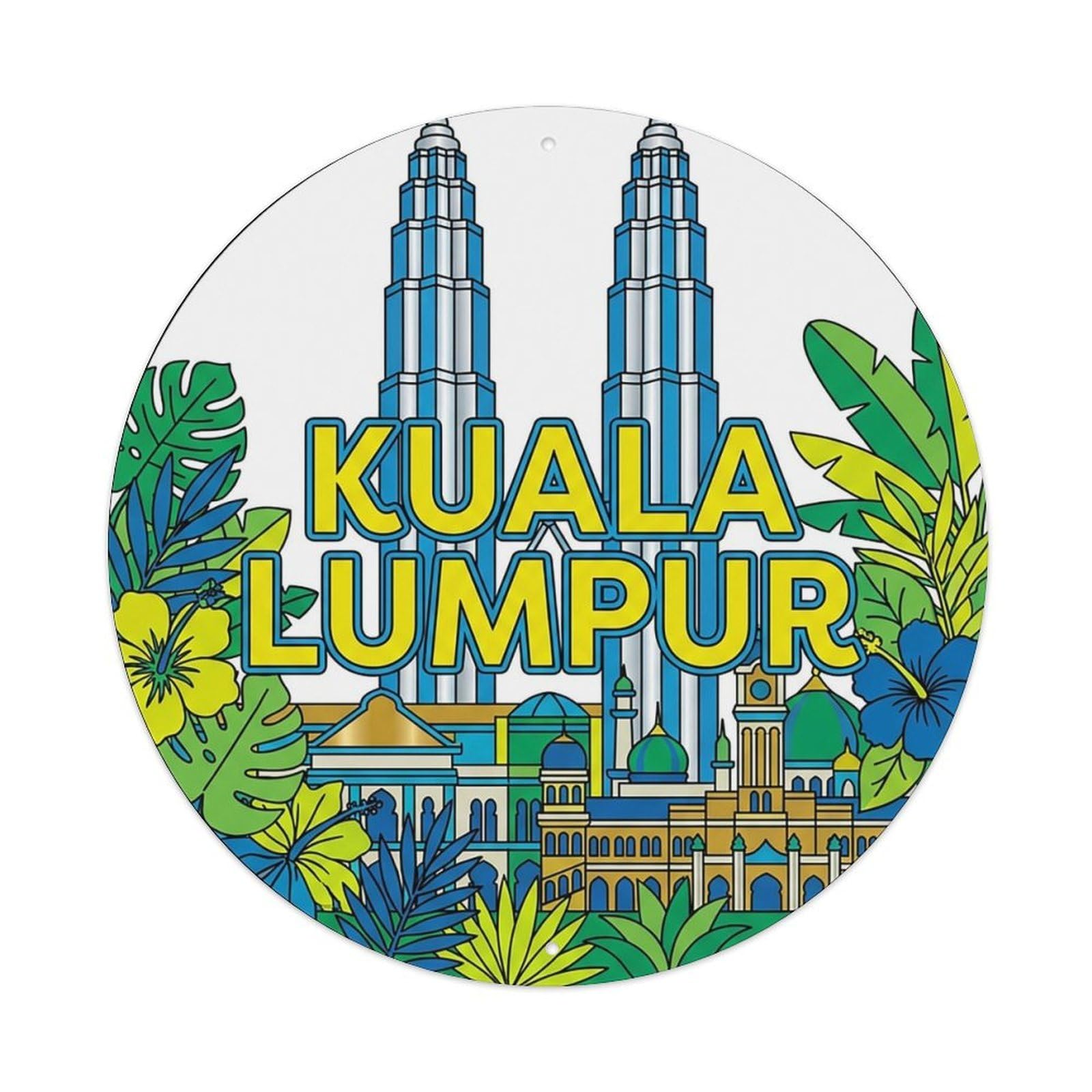 Vintage Travel Malaysia Kuala Lumpur Metal Tin Sign