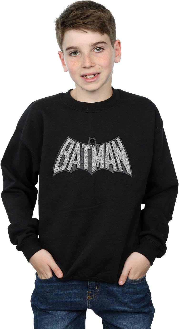 DC Comics Boys Batman Retro Crackle Logo Sweatshirt Black 7-8 Years