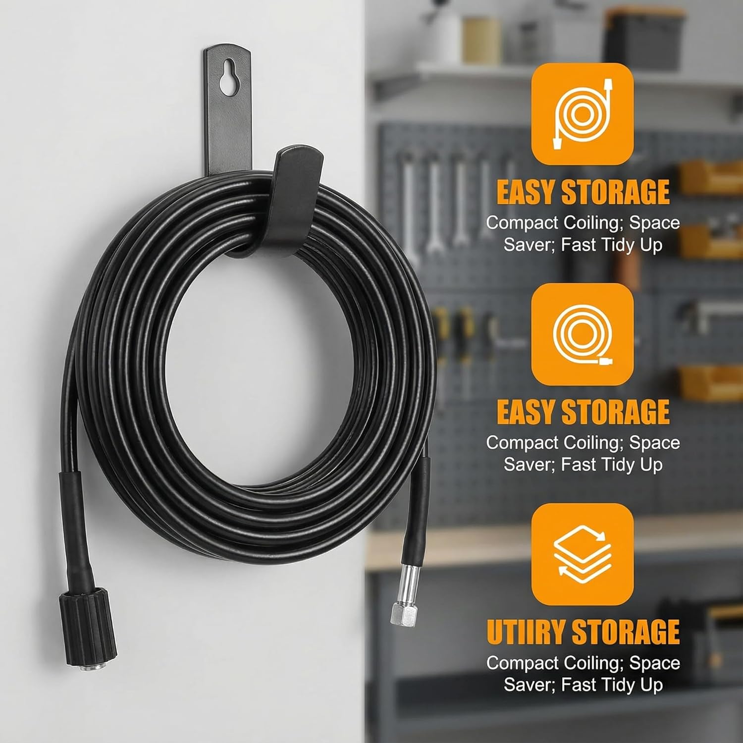 iplusmile 26Ft High Pressure Washer Hose 160 Bar 2320 Psi M22 Thread Power Washer Extension Hose for Cold Water Use Car House Yard Cleaning