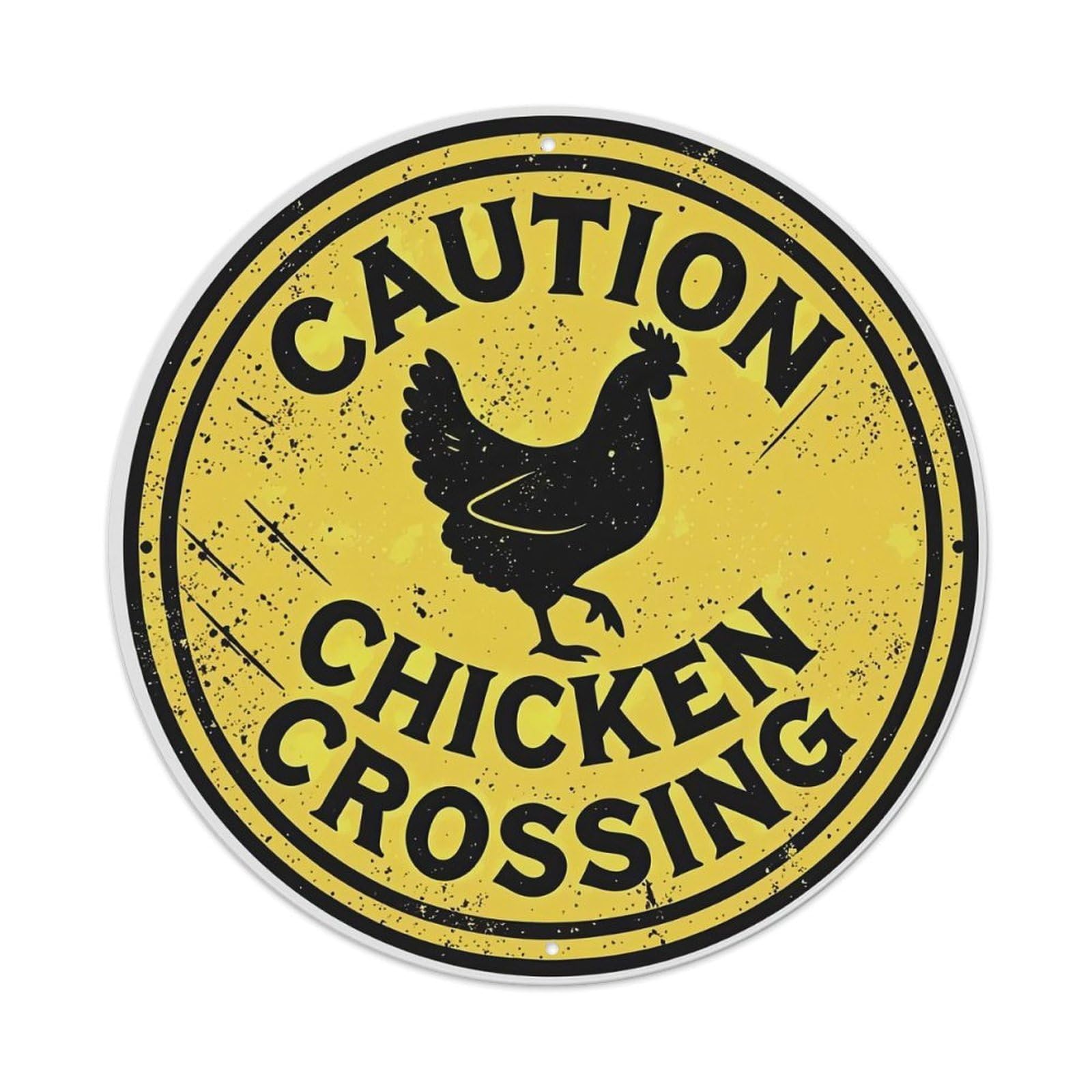 Caution Chicken Crossing Metal Tin Sign