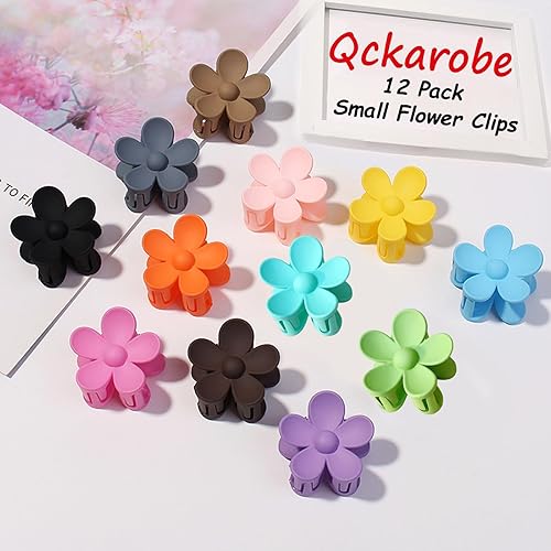 Miniatura 7 de Qckarobe Pinzas pequeñas para el pelo de flores para mujeres y niñas, 12 pinzas para el pelo de flores bonitas para mujeres, cabello delgado y