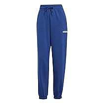 adidas Donna Essentials Linear French Terry Cuffed Pants, Dark Blue, White, XS