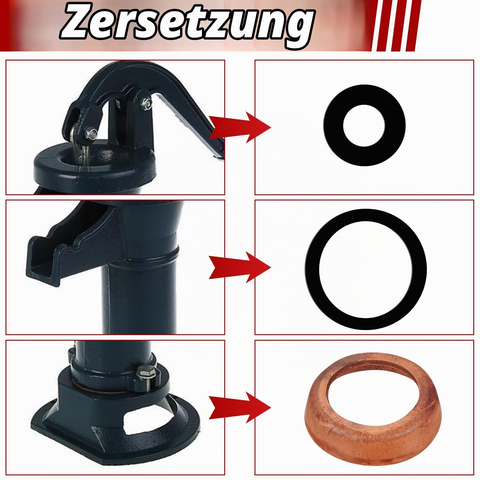 Xujinsongg 3 Stk Dichtung für Schwengelpumpe Typ 75, Ledermanschette Schwengelpumpen Baumarkt