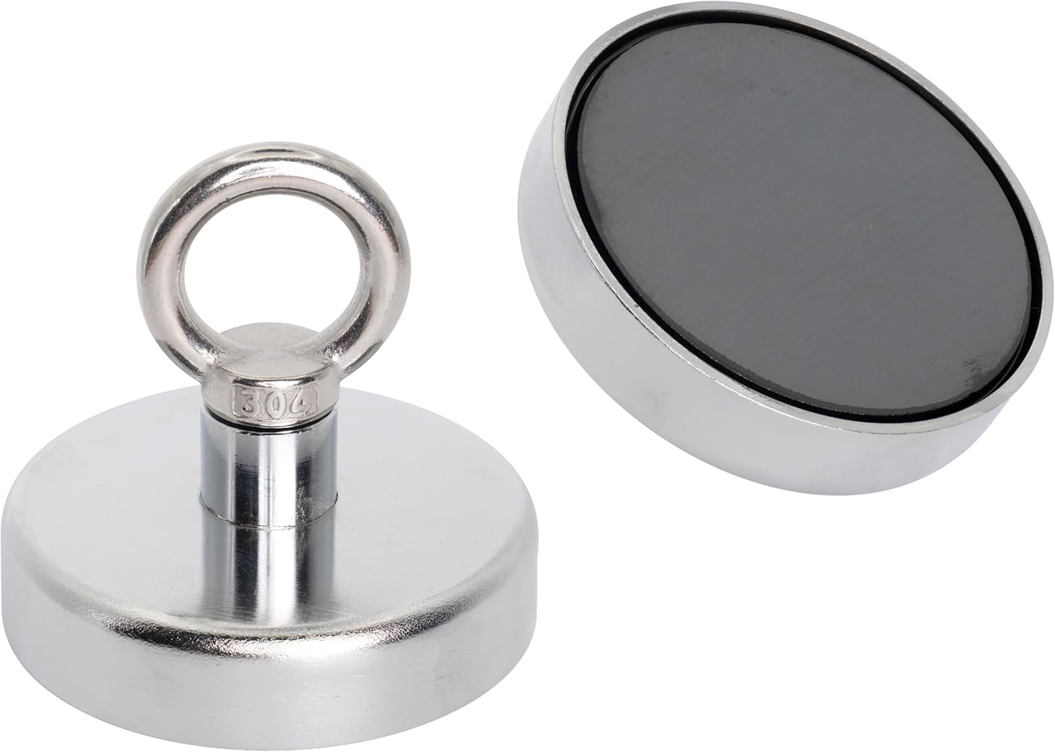 Ceramic Recovery Magnet with M10 Eyebolt - 3-1/8 in. Dia x 2-9/16 in. Tall - 132.3lbs Pull (Pack of 1)