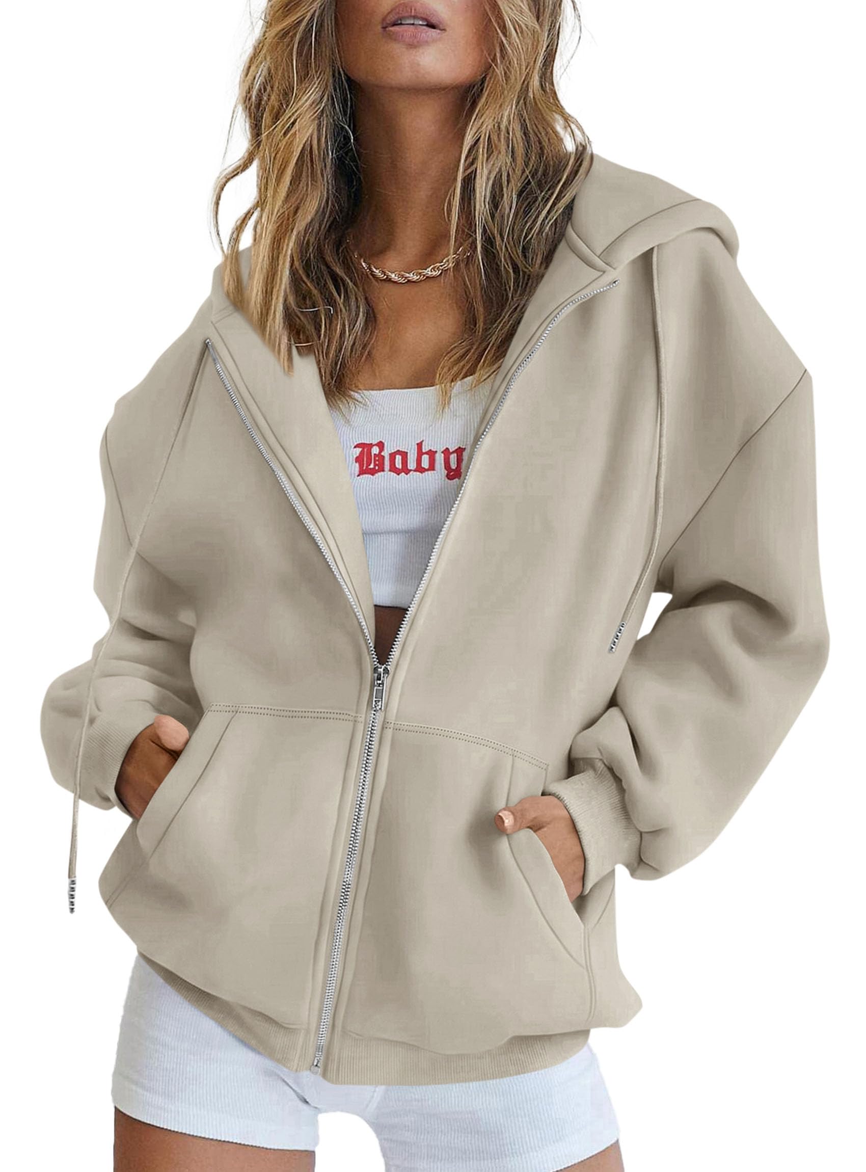 PRETTYGARDEN Women's Fall Zip Up Hoodies Sweatshirts
