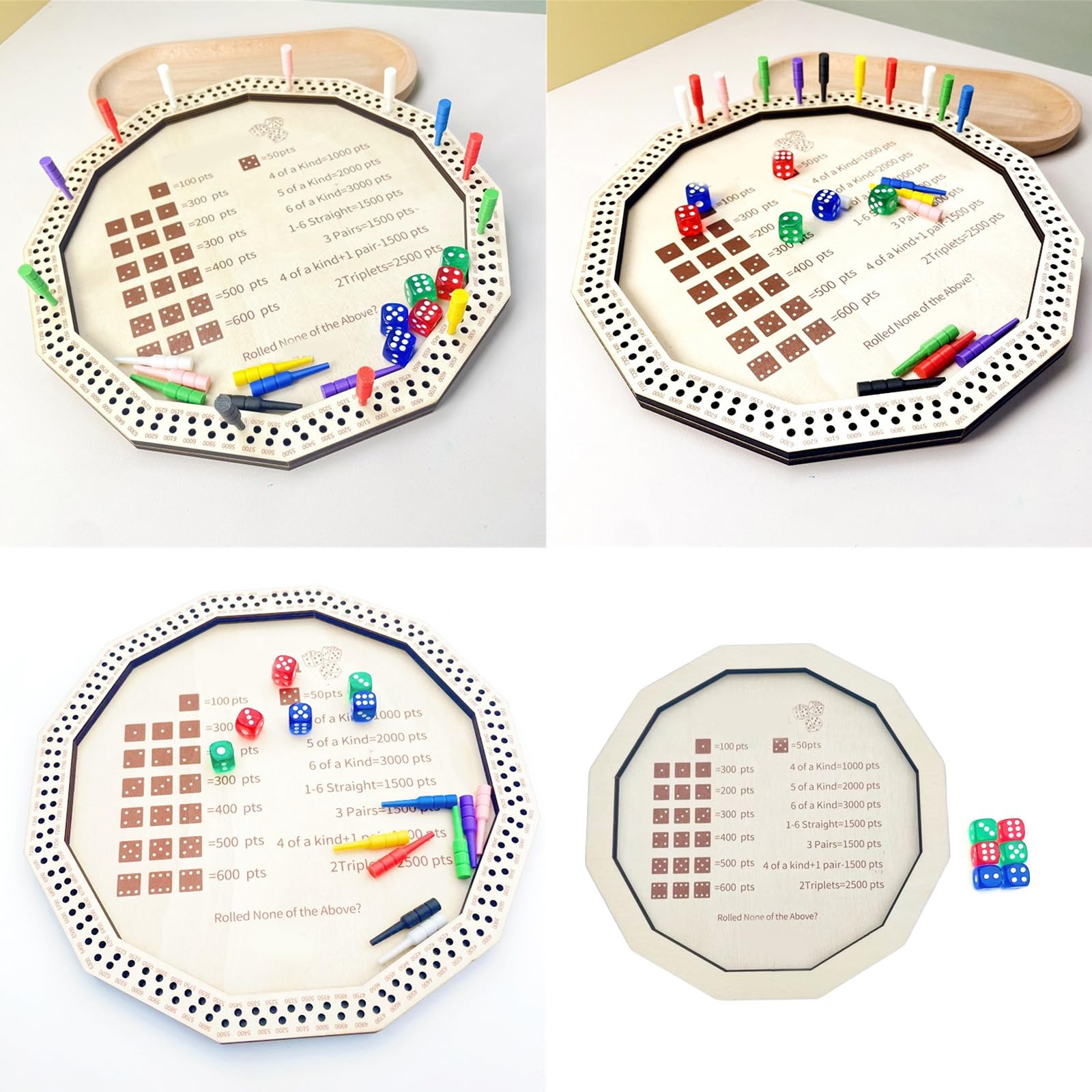 Plateau à Dés Farkle En Bois – Avec 6 Dés – Bords Arrondis – Jeu Classique Pour Soirées En Famille Ou Entre Amis