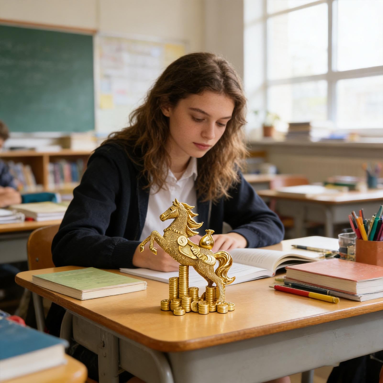 Chińska Figurka Konia Znaku Zodiaku Ozdoba Przynosząca Bogactwo