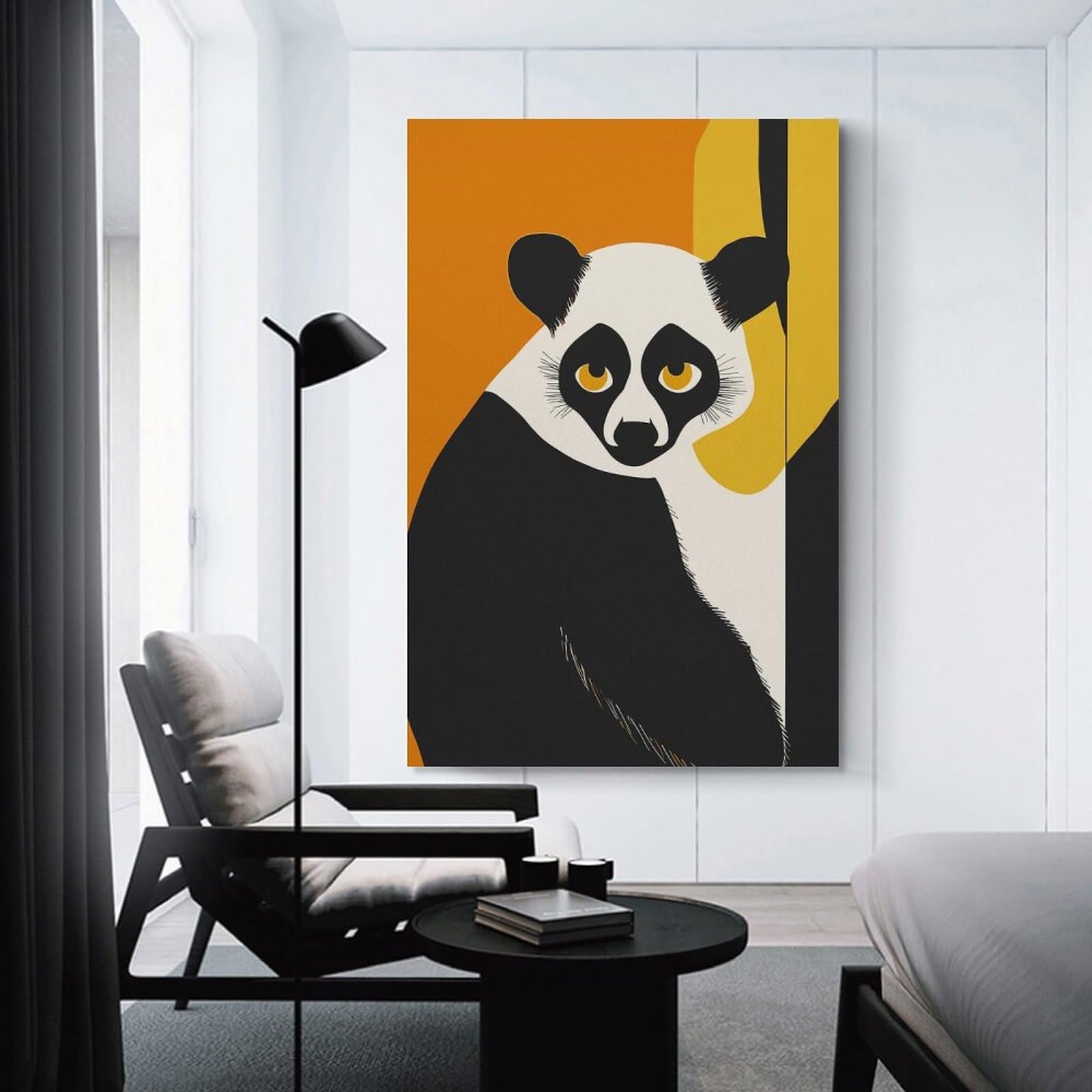 Junmoney Unframe-Style-16 Black And White Lemur Wall Art Print, 08X12inch(20X30cm), For Living Room, Bedroom, Office Or Hallway, A Flexible Wall Accent For Shared Spaces