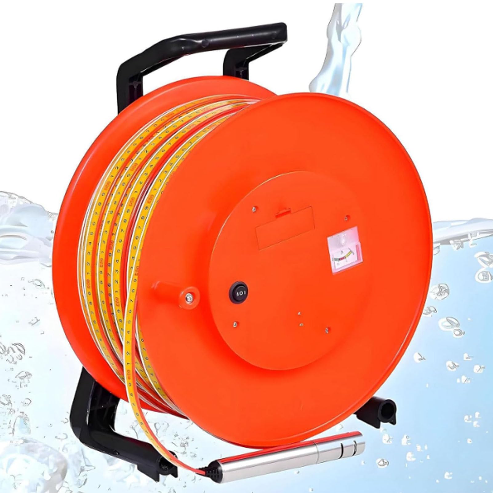 Wasserstandsmesser, misst Tiefen von 20 m bis 300 m, Grundwasser-Messwerkzeug mit fester Sonde und robustem Stahlband für Brunnen, Reservoirs und Rohre