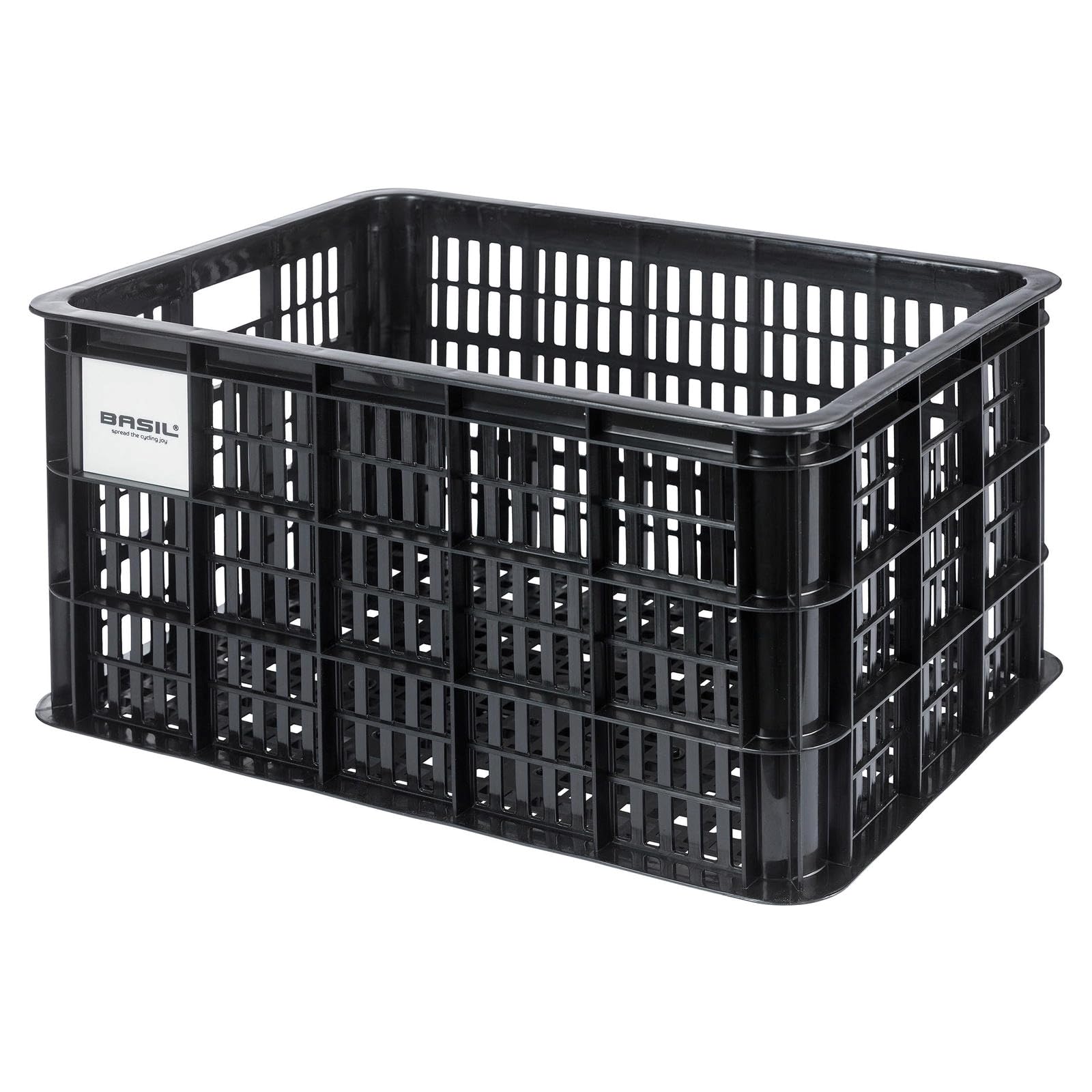 Basil MIK S 40 Litre Recycled Plastic Black Bicycle Crate for Women, Men and Children Bikes Includes Lockable MIK Adapter Plate Robust and Practical