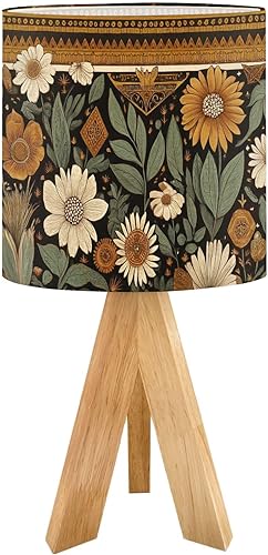 Miniatura 18 de Tripod Table Lamp Retro Checkered Peel Stick Geometric Abstract Modern 1970s Bedside Lamps Small Lamp Nightstand Lamp with Linen Lampshade Table