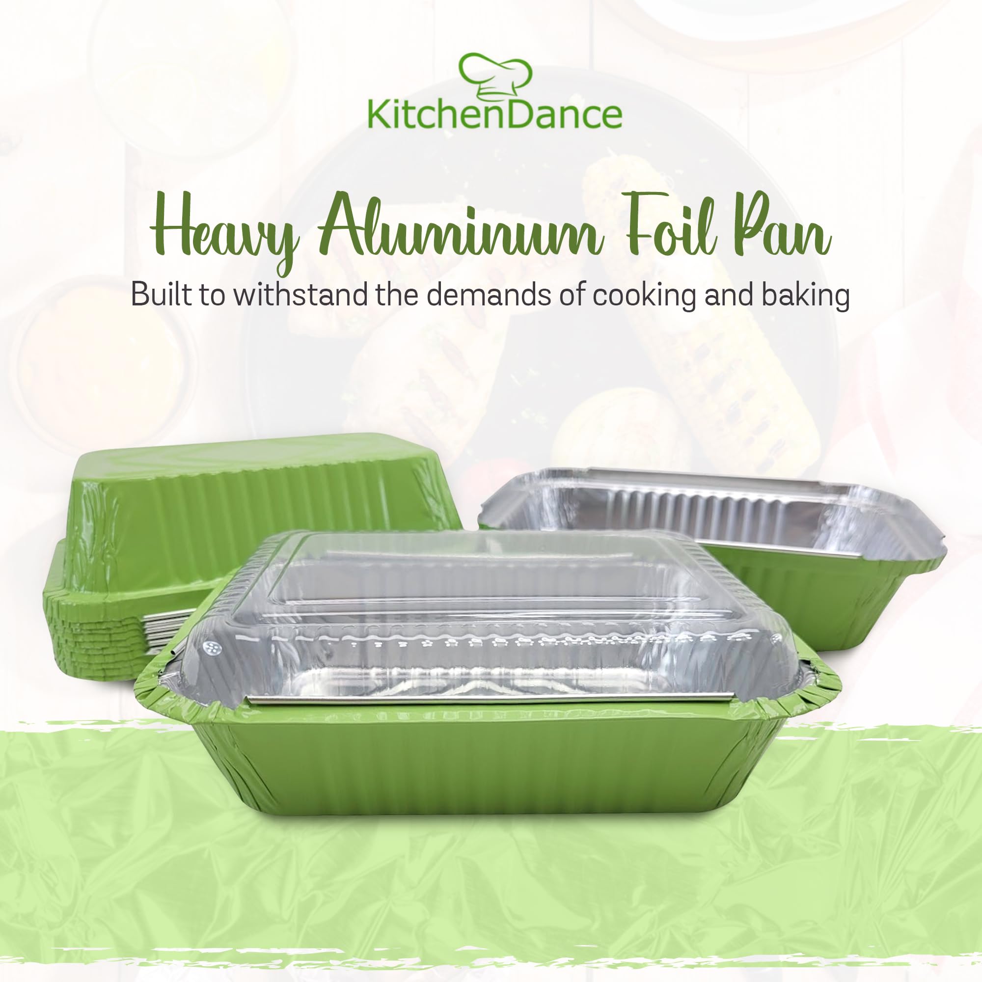 KitchenDance 1.5 Lb Colored Aluminum Foil Pans With Lids - Heavy Duty Disposable Takeout Containers, 125 Pack (Pink) - View #12